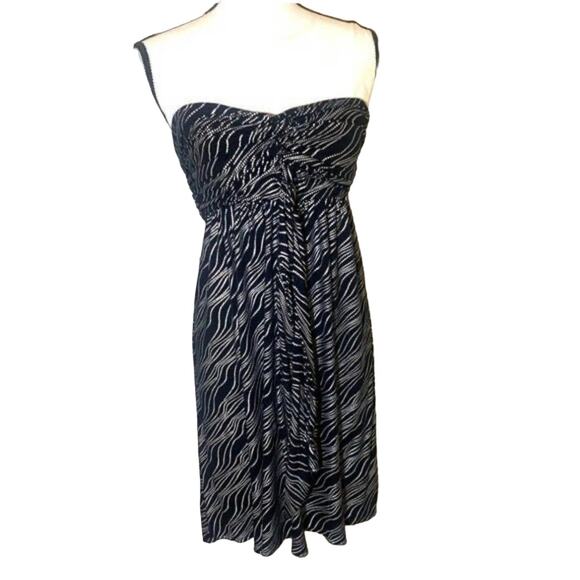 Women’s Express Black Silver Empire Waist Halter Top Cocktail Dress Size Small - Picture 2 of 10
